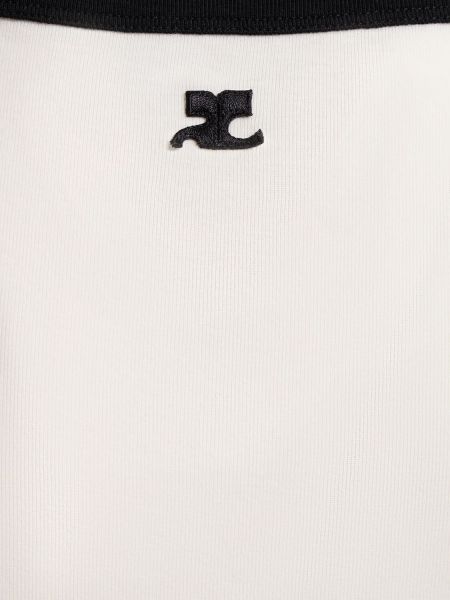 Camicia ricamata di cotone con fibbia Courrèges bianco