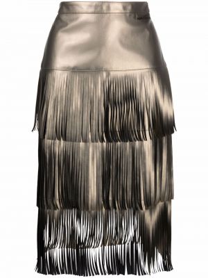 Кожаная юбка с бахромой Karl Lagerfeld, золотой