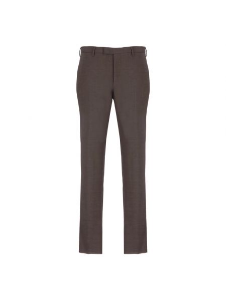 Spodnie garniturowe wełniane skinny fit Pt Torino brązowe