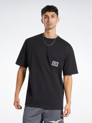 Oversize тениска с джобове Reebok черно