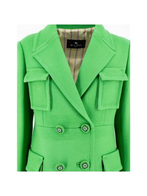 Abrigo corto con bordado con botones de lana Etro verde
