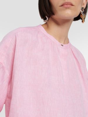 Λινό πουκάμισο Loro Piana ροζ