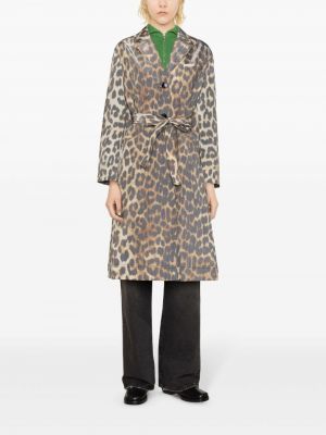 Manteau à imprimé léopard Ganni beige
