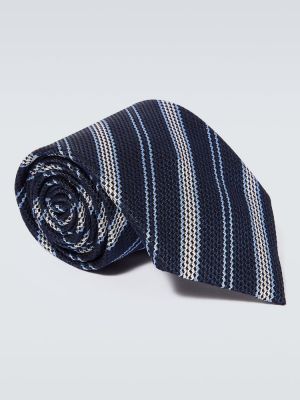 Jedwabny krawat żakardowy Zegna niebieski