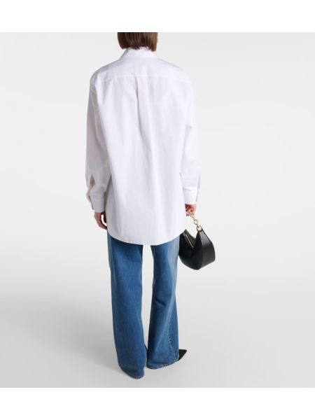 Oversize памучна риза Valentino бяло