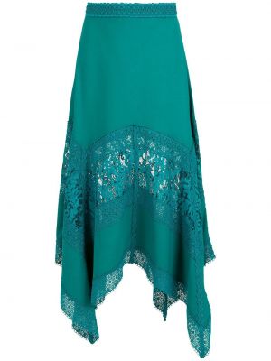 Viskózové sukně s vysokým pasem na zip Martha Medeiros - zelená