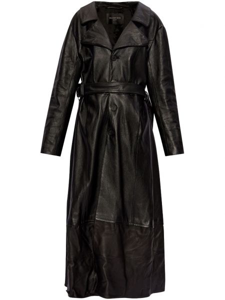Kožni trench kaput Balenciaga crna