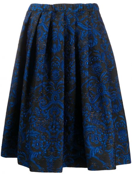 Falda con bordado de flores plisada Comme Des Garçons azul