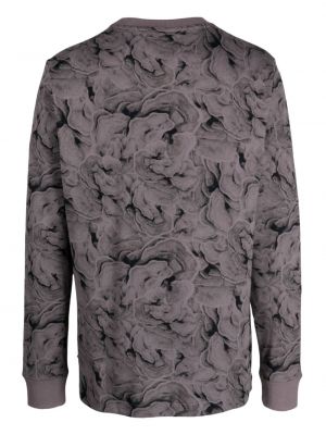 Květinové bavlněné tričko s potiskem Klättermusen šedé