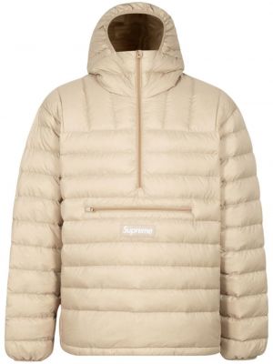Péřová bunda na zip s kapucí Supreme béžová
