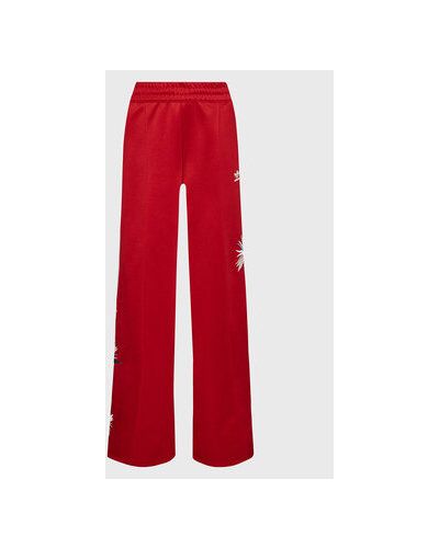 Pantaloni largi din bumbac Adidas - roșu