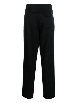 Haftowane proste spodnie bawełniane Roberto Cavalli czarne