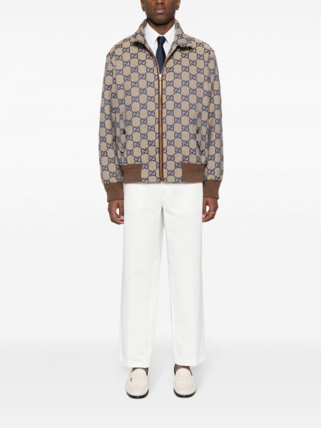 Bavlněné rovné kalhoty Gucci bílé