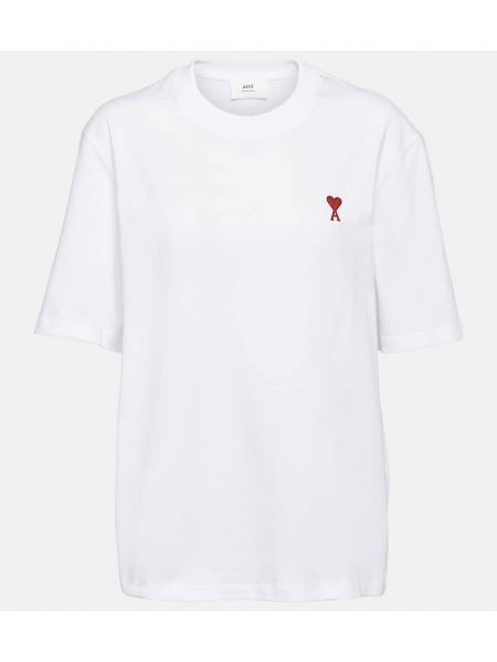 T-shirt di cotone in jersey Ami Paris bianco