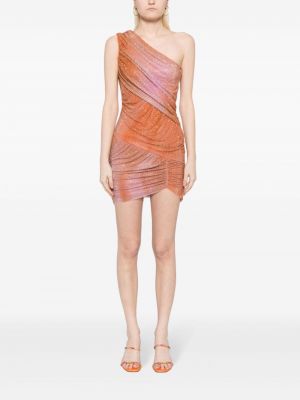 Koktejlové šaty se síťovinou Self-portrait oranžové