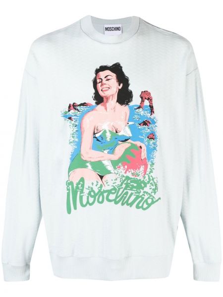 Sweatshirt aus baumwoll mit print Moschino blau