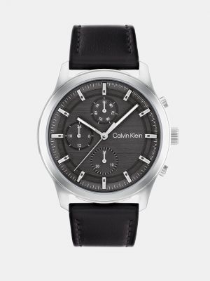Кожаные часы Calvin Klein черные