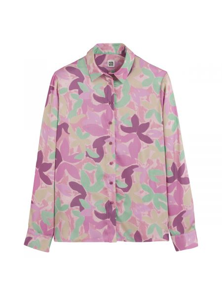 Camisa de raso de flores con estampado La Redoute Collections rosa