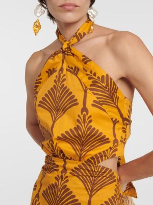Βαμβακερή μάξι φόρεμα με σχέδιο Johanna Ortiz κίτρινο
