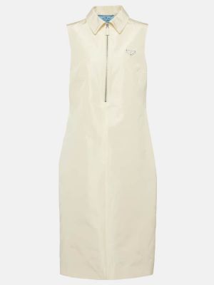 Μεταξωτή μίντι φόρεμα με φερμουάρ Prada λευκό
