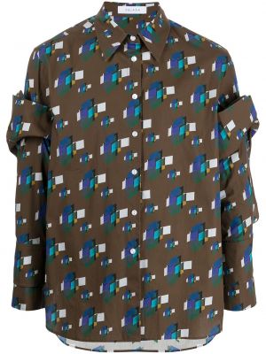 Camisa con estampado con estampado geométrico Delada marrón