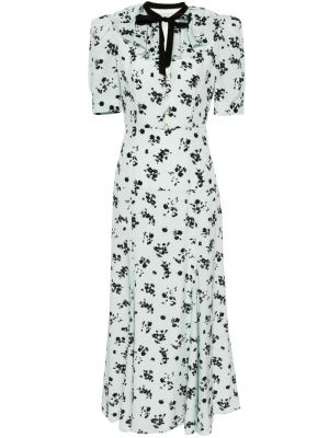 Svilena midi haljina s cvjetnim printom s printom Alessandra Rich