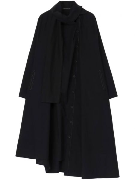 Asimetrična midi obleka z draperijo Yohji Yamamoto črna