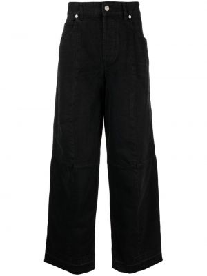 Βαμβακερό παντελόνι σε φαρδιά γραμμή Marant μαύρο
