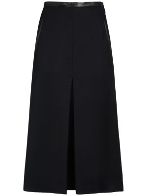 Długa spódnica wełniana Saint Laurent czarna