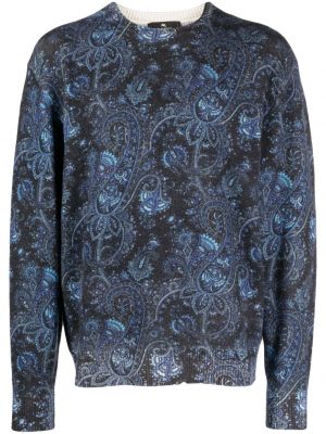 Sweter wełniany z nadrukiem z wzorem paisley Etro