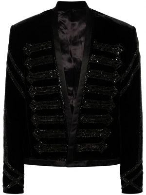 Žametna jakna z vezenjem iz rebrastega žameta Balmain Pre-owned črna