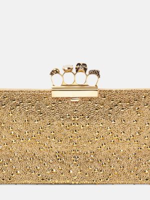 Lapos talpú bőr estélyi táska Alexander Mcqueen aranyszínű