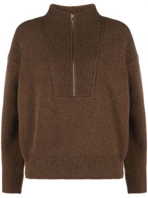 Vlnený sveter na zips Closed hnedá