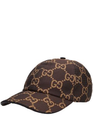 Cappello con visiera di nylon Gucci marrone