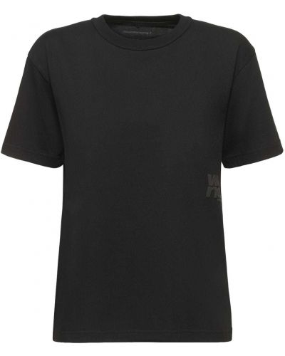 Camiseta de algodón manga corta Alexander Wang negro