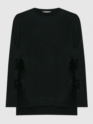 Шерстяной свитер с бантом Valentino черный