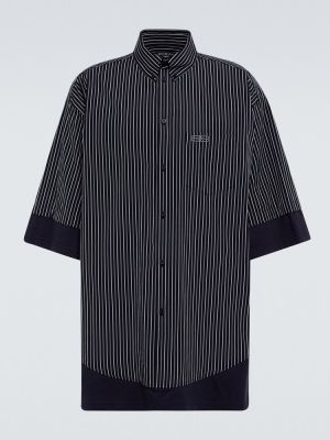 Camisa de algodón a rayas Balenciaga negro