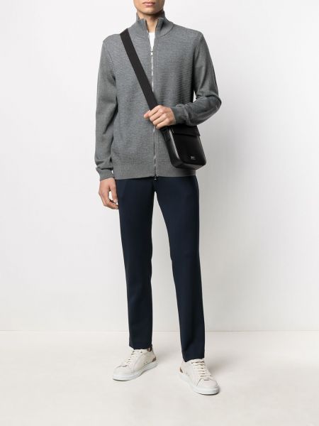 Jersey con cremallera de punto de tela jersey Boss gris