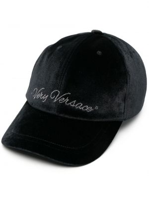 Кадифена шапка с козирки Versace черно