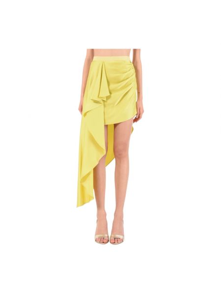 Mini spódniczka z falbankami asymetryczna Elisabetta Franchi żółta