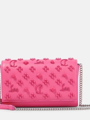 Kožna clutch torbica Christian Louboutin ružičasta