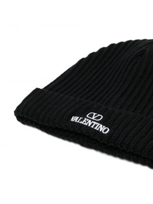 Vilnonis siuvinėtas kepurė Valentino Garavani juoda