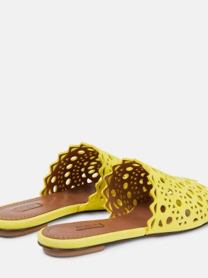 Sandale din piele de căprioară Alaã¯a galben