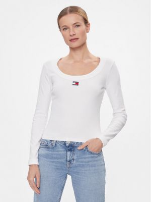 Блуза slim Tommy Jeans бяло