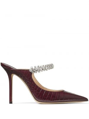 Krystaller mules Jimmy Choo rød