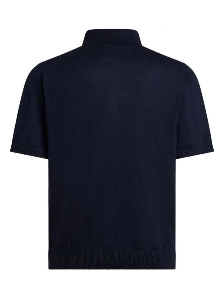Polo brodé en tricot Etro bleu