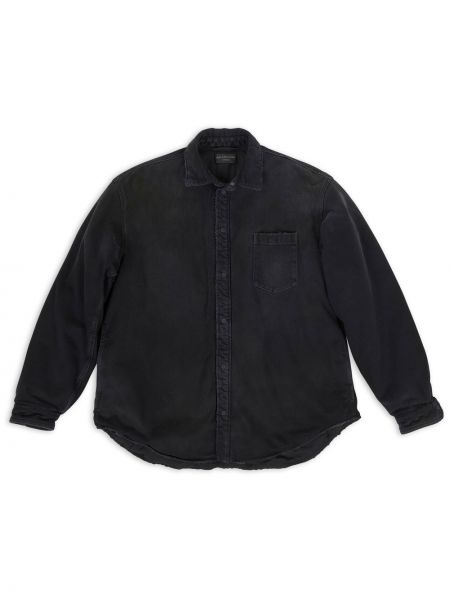 Rifľová košeľa na gombíky Balenciaga čierna