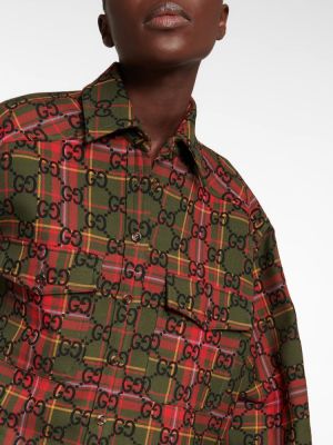 Kostkovaná vlněná košile Gucci