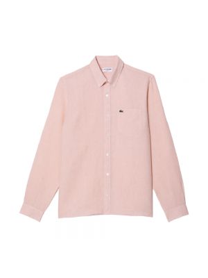 Lniana koszula Lacoste różowa