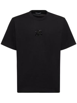 Bavlněné tričko jersey Dolce & Gabbana černé
